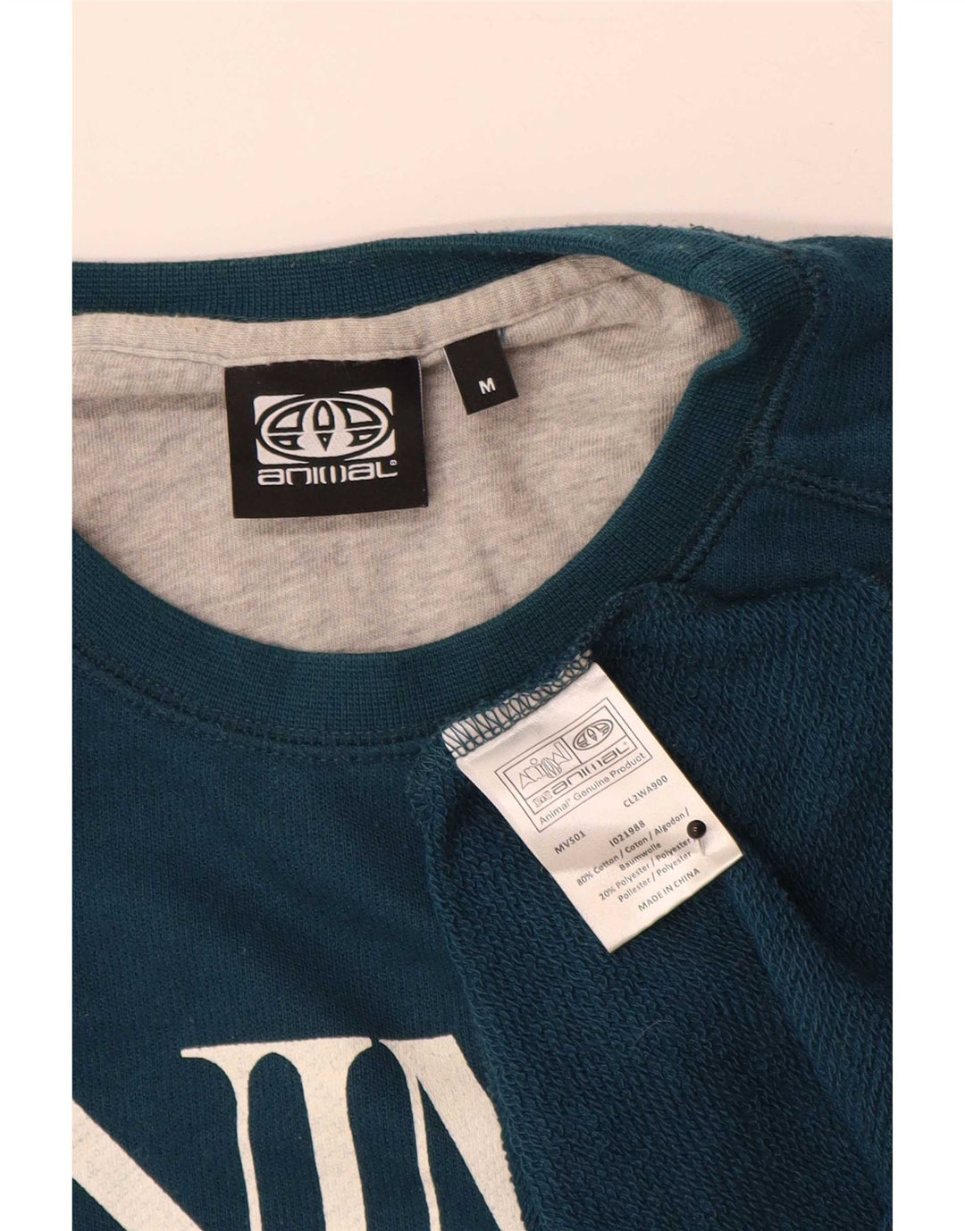Felpa con grafica da uomo con animali, maglione, cotone blu medio