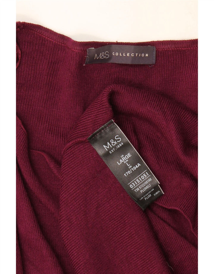 MARKS & SPENCER Womens Longline Open Cardigan Sweater UK 14 Large Purple