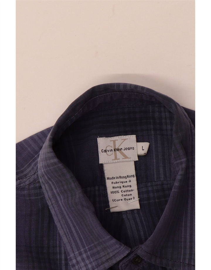 Calvin Klein Jeans Camicia a maniche corte da uomo in cotone a quadri blu grandi