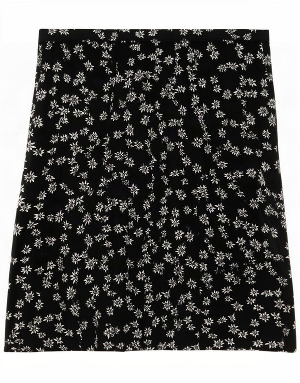 Gonna a pieghe vintage da donna 2XL W40 nera floreale