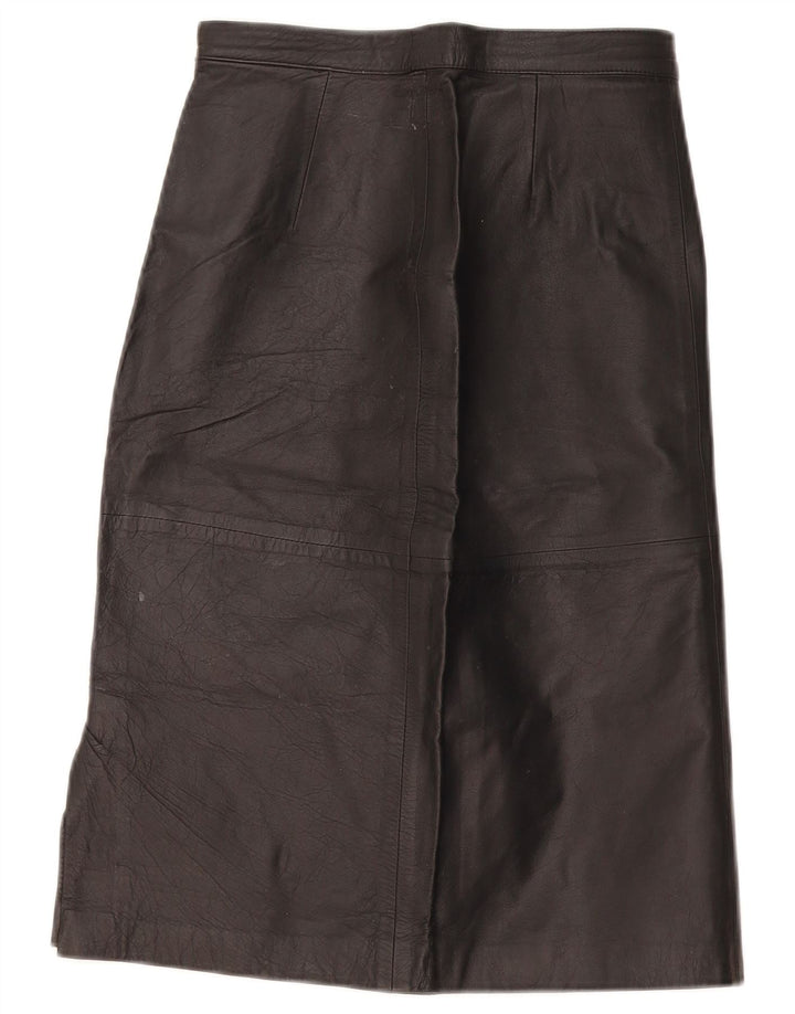 Gonna in pelle vintage da donna W28 media nera
