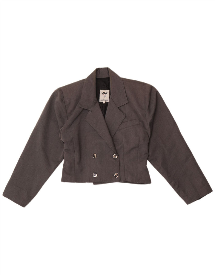 Giacca blazer doppiopetto vintage da donna corta IT 44 Grigio medio