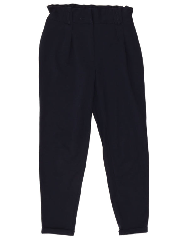 Pantaloni casual a vita alta da donna Coast UK 10 piccoli W28 L26 blu navy