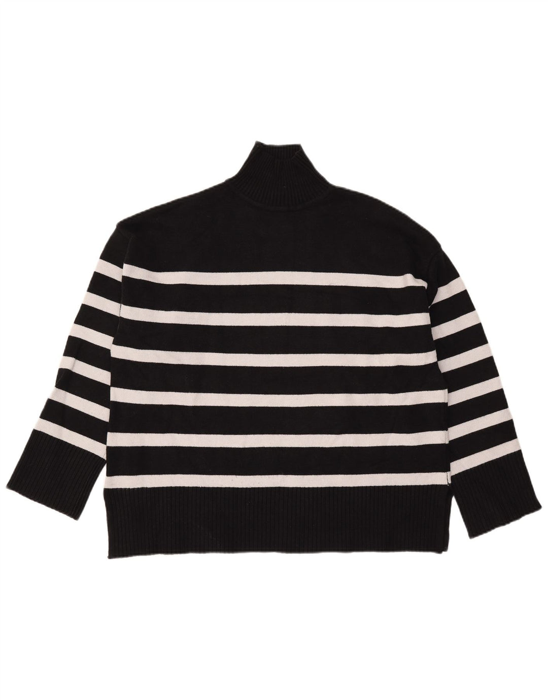 Maglione a collo alto oversize da donna Zara UK 16 a righe grandi nere