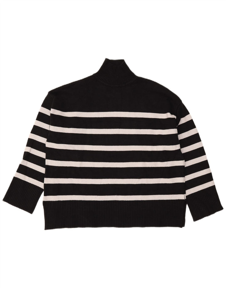Maglione a collo alto oversize da donna Zara UK 16 a righe grandi nere