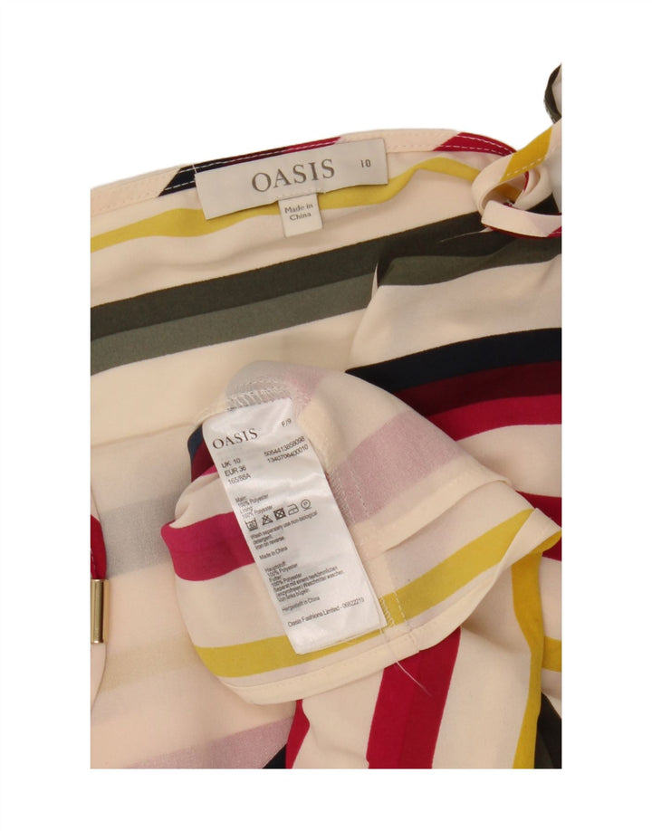 Canottiera corta da donna Oasis UK 10 piccola in poliestere a righe multicolore