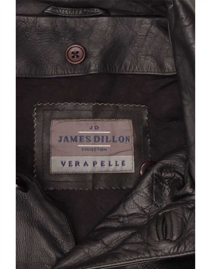 Giacca in pelle da uomo James Dillon UK 42 XL Nera