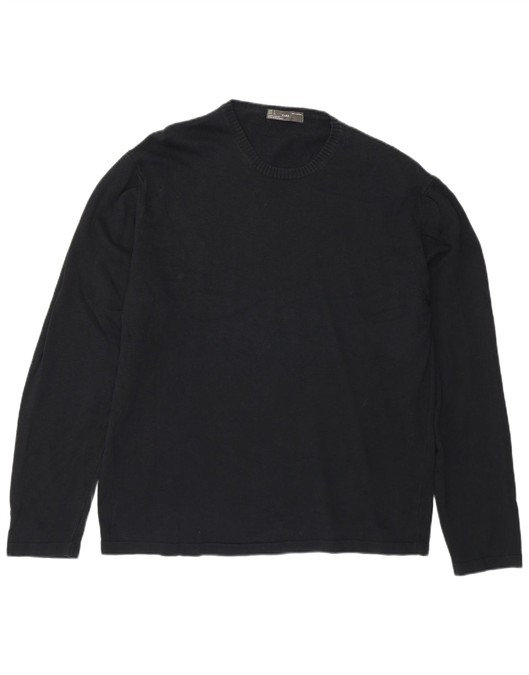 Maglione maglione girocollo da uomo Zara grande in cotone blu navy