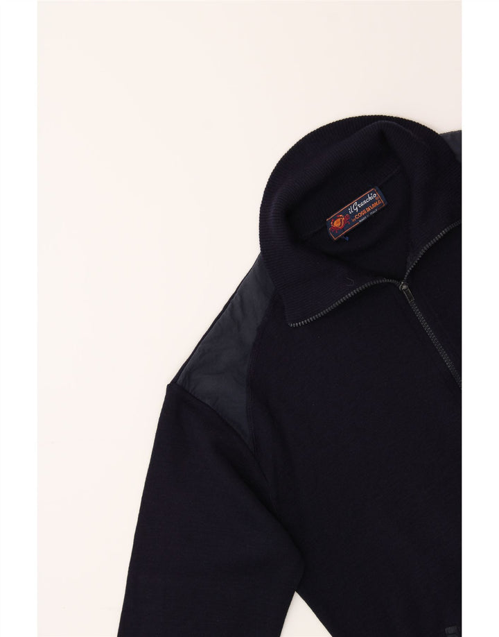 IL GRANCHIO Mens Cardigan Sweater Small Navy Blue Vintage Il Granchio and Second-Hand Il Granchio from Messina Hembry 