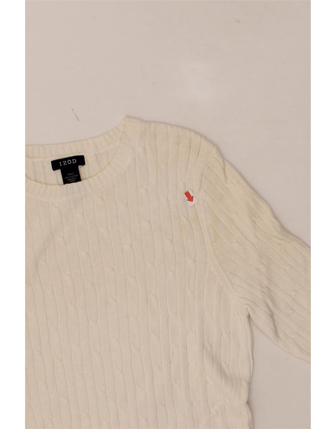 IZOD Womens Crew Neck Jumper Sweater UK 10 Small White Cotton Vintage Izod and Second-Hand Izod from Messina Hembry 