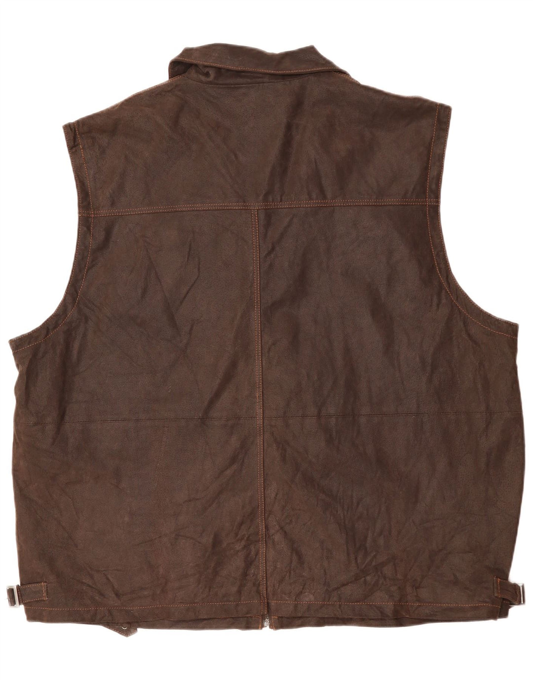 Gilet da uomo vintage in pelle dal taglio moderno, taglia unica, in pelle marrone