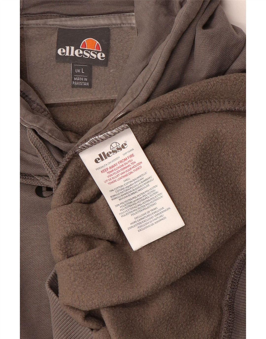 Felpa con cappuccio grafica da uomo Ellesse, grande, in cotone grigio
