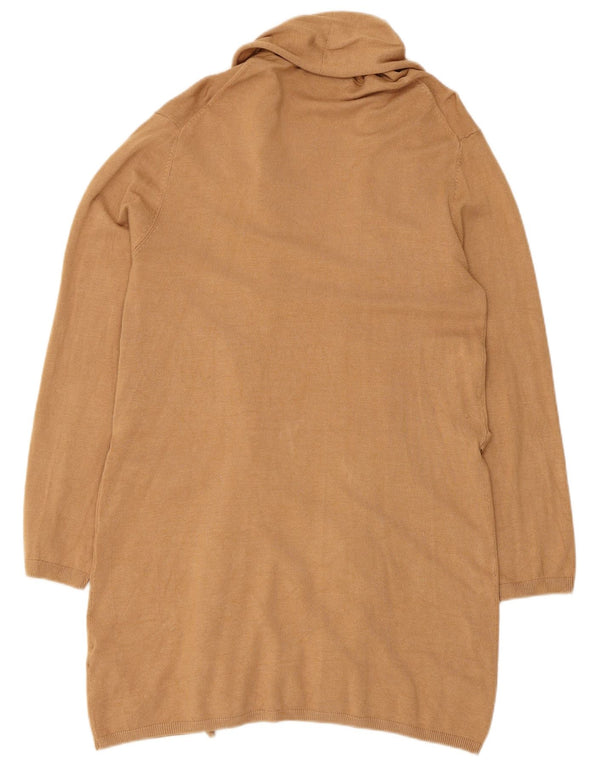 Maglione cardigan lungo da donna Zara UK 14 Large Beige Viscosa