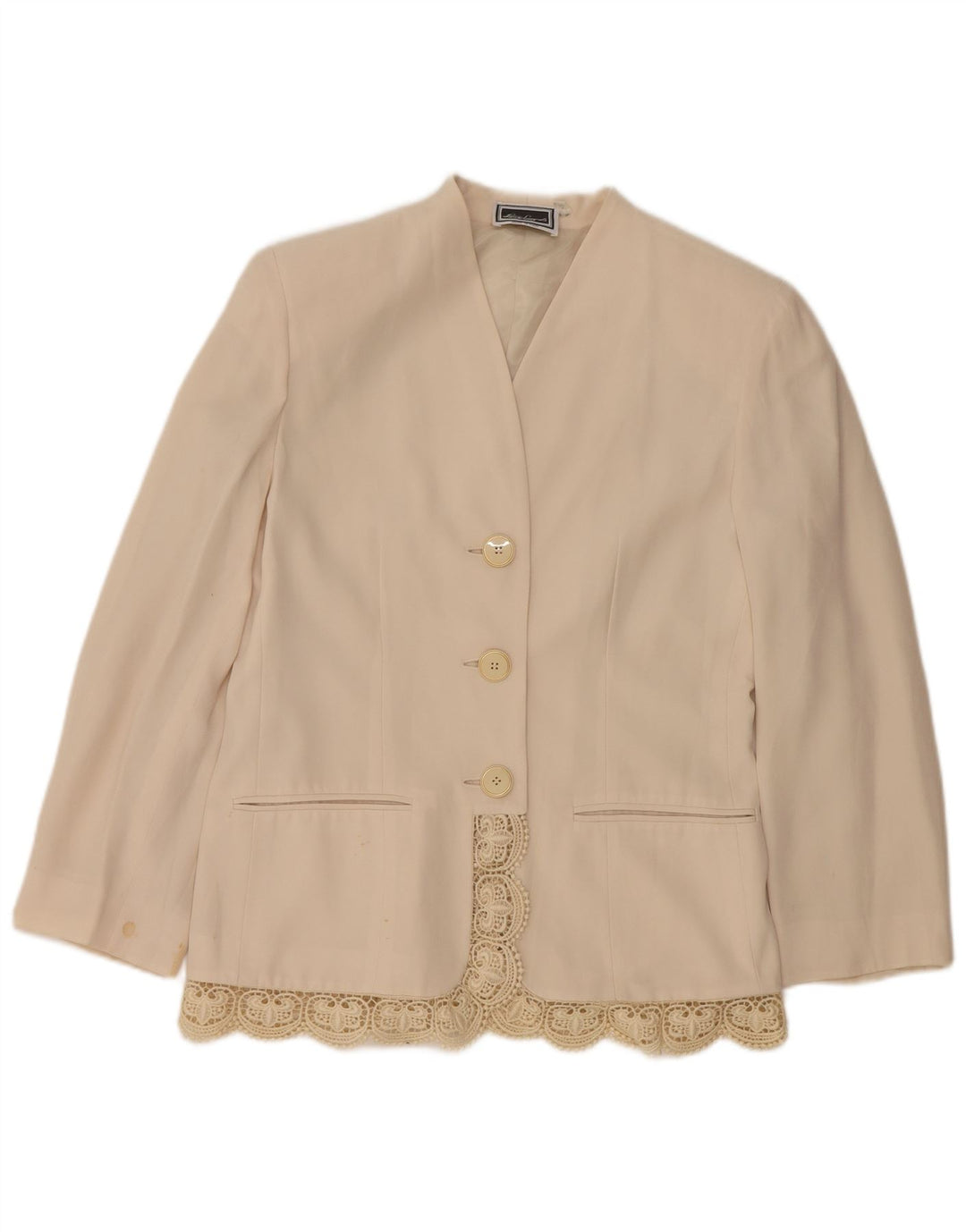 LUISA SPAGNOLI Giacca Blazer a 3 Bottoni da Donna IT 42 Acetato Beige Medio
