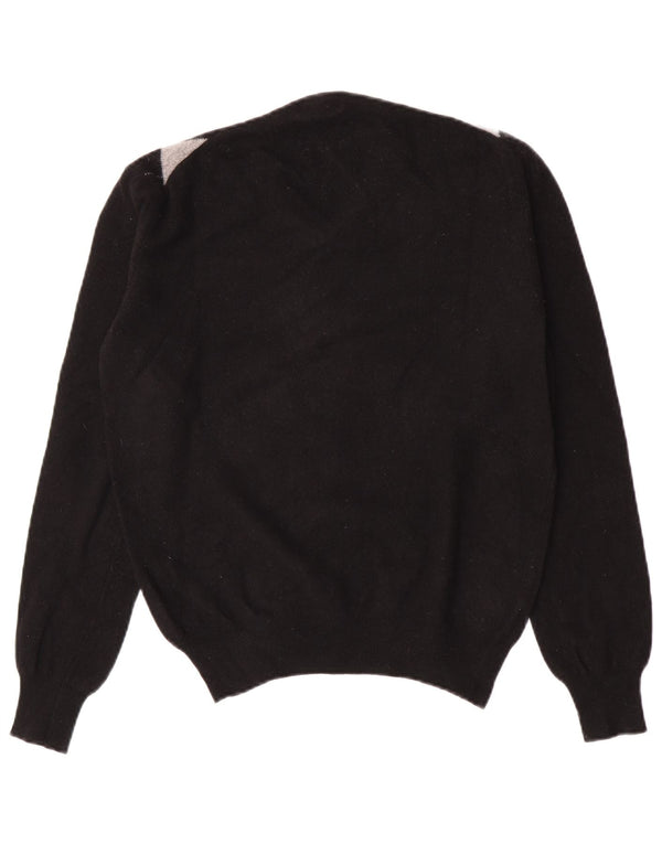 Maglione Kappa da uomo con scollo a V medio nero a rombi/diamante