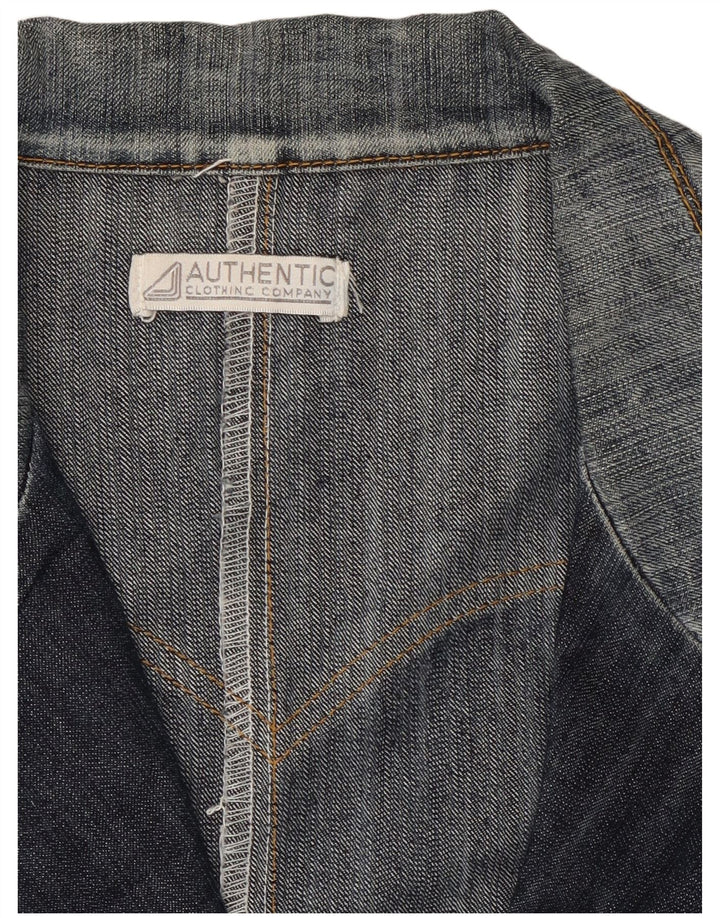 Giacca blazer in denim vintage da donna a 2 bottoni UK 14 blu navy medio