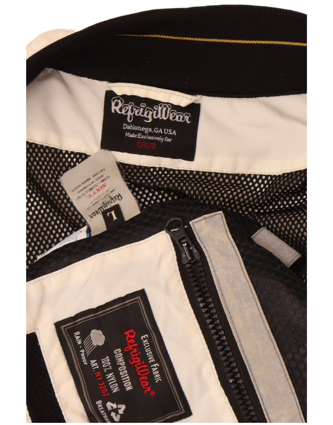 Giacca antipioggia da uomo Refrigiwear UK 40 Large in nylon color block bianco sporco