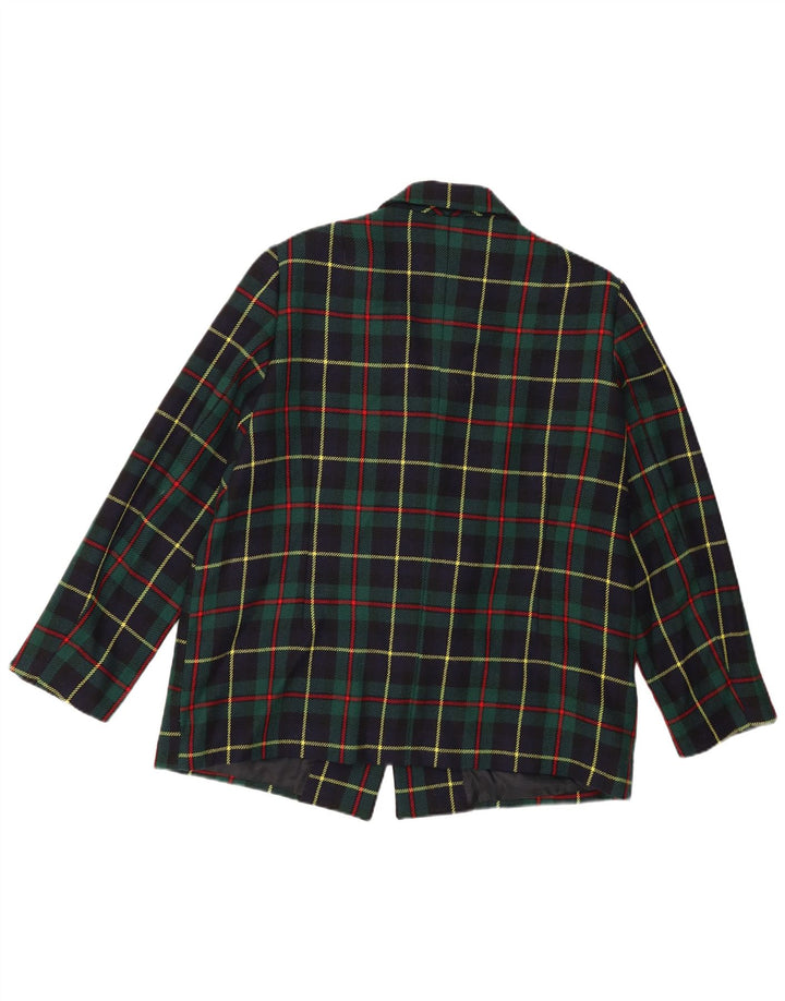 Giacca blazer vintage da donna a 2 bottoni UK 16 grande motivo a quadri verdi