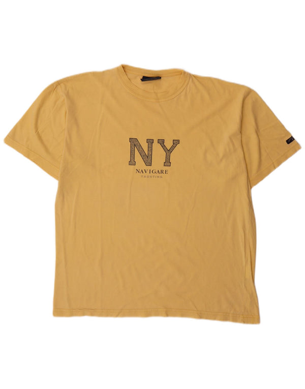 T-shirt grafica da uomo Navigare Top in cotone giallo medio