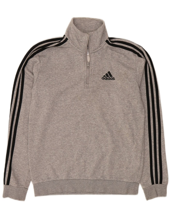 Felpa Adidas da uomo con zip e collo maglione XS grigio cotone sportivo