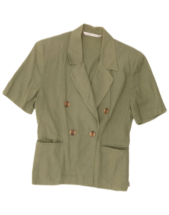 Giacca blazer a maniche corte da donna Marks & Spencer UK 10 piccola kaki