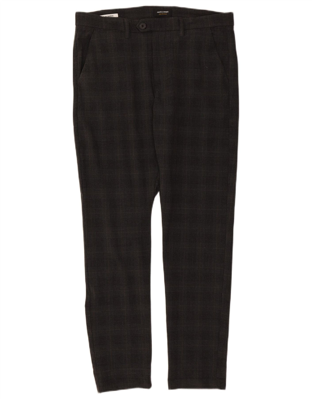 Pantaloni da abito slim Marco da uomo Jack & Jones W34 L32 poliestere a quadri grigi