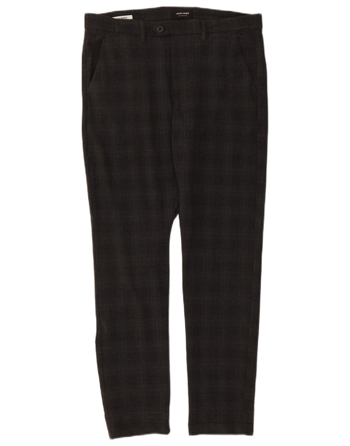 Pantaloni da abito slim Marco da uomo Jack & Jones W34 L32 poliestere a quadri grigi
