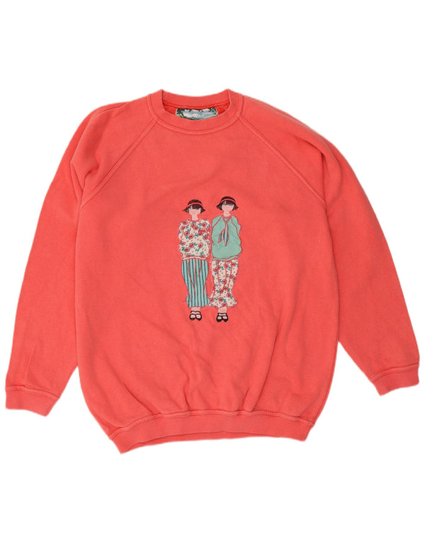 Felpa grafica da donna Naj Oleari UK 12 Medium Pink Cotton Retro