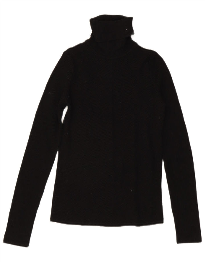 Top Zara da donna con collo alto e camicetta UK 12 in viscosa nera media