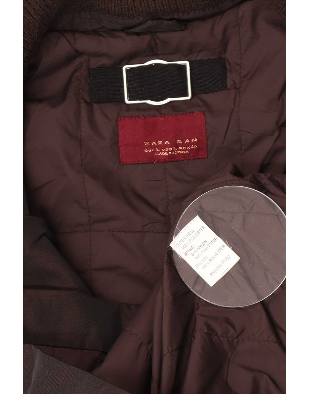 Giacca utilitaria con cappuccio da uomo Zara UK 40 grande poliestere marrone
