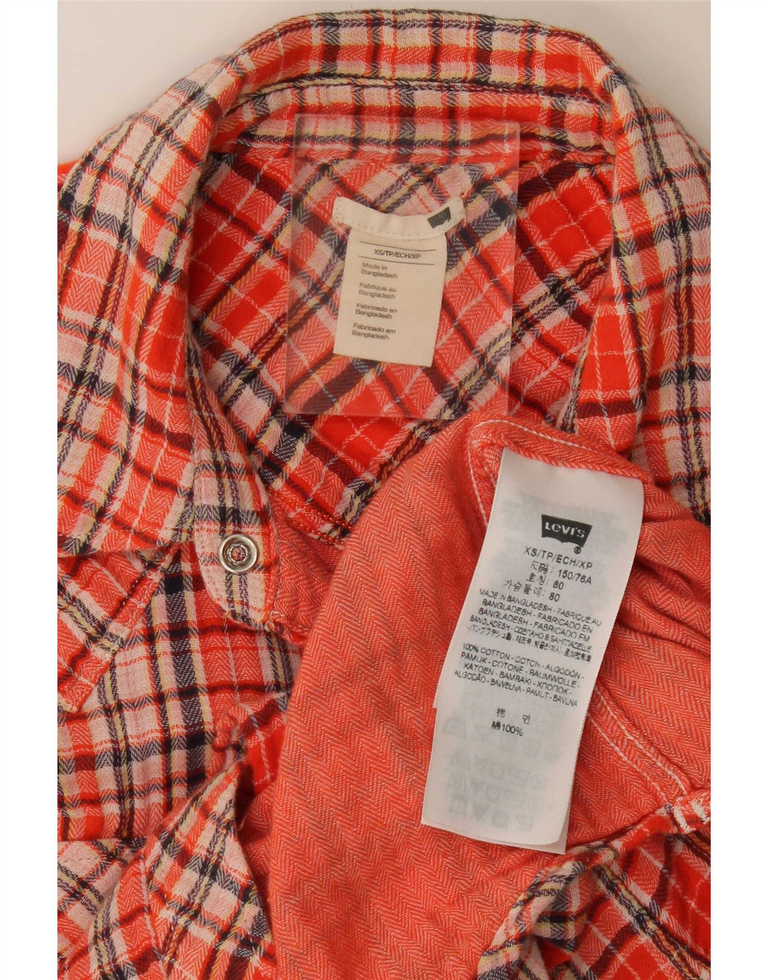 Camicia in flanella da donna Levi's UK 6 XS cotone a quadri rossi