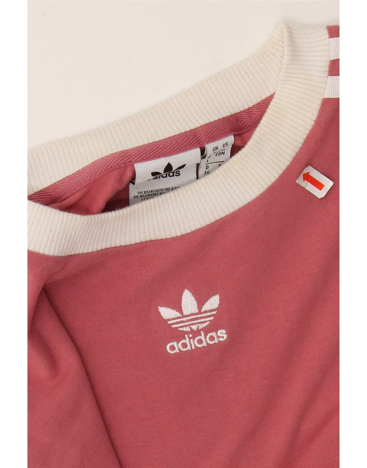 Top ADIDAS da donna a manica lunga UK 8 piccolo cotone rosa