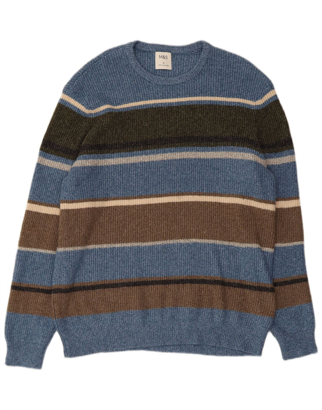 Maglione maglione girocollo da uomo Marks & Spencer XL in poliammide a righe blu