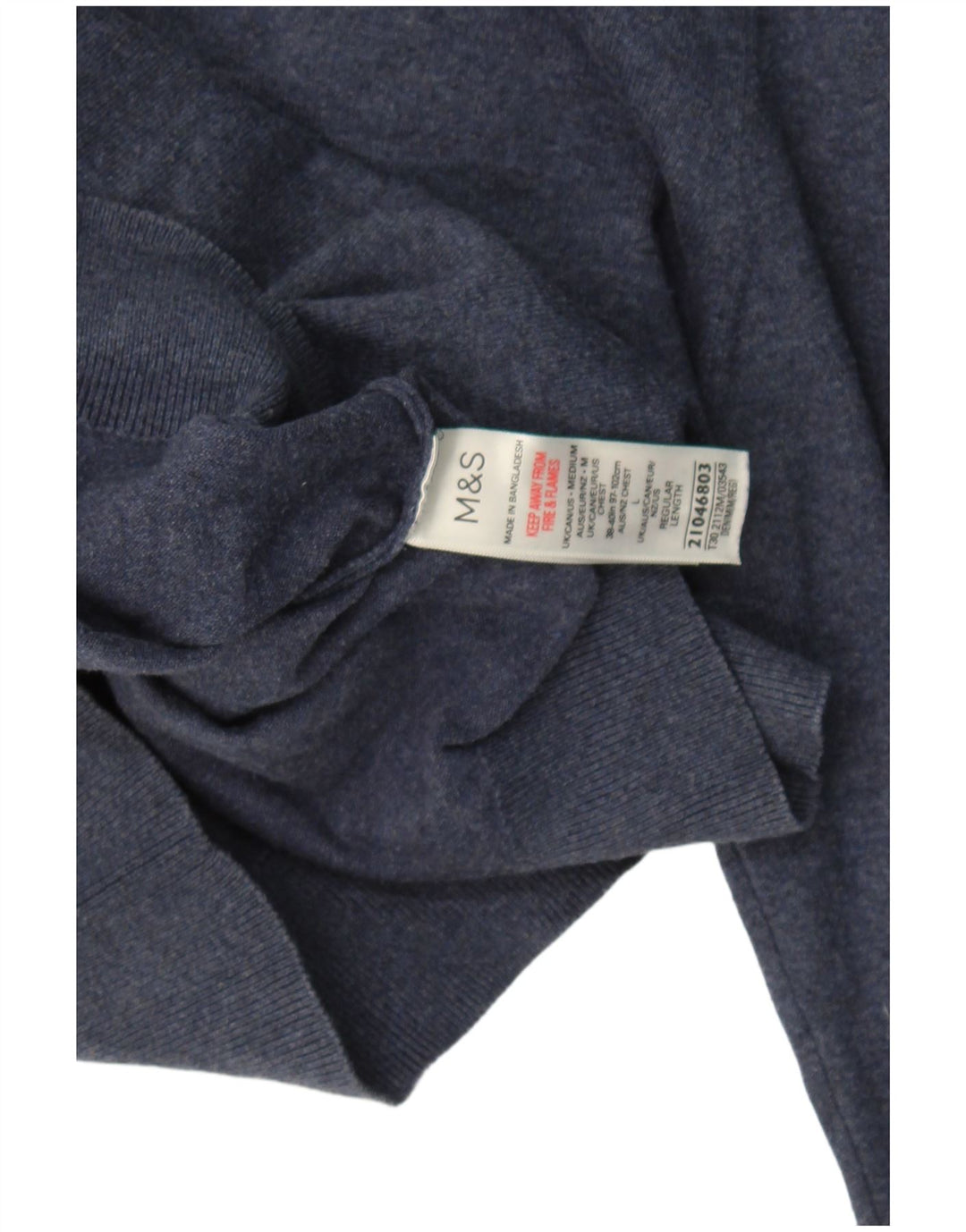 Maglione da uomo Marks & Spencer con collo alto in cotone blu navy medio