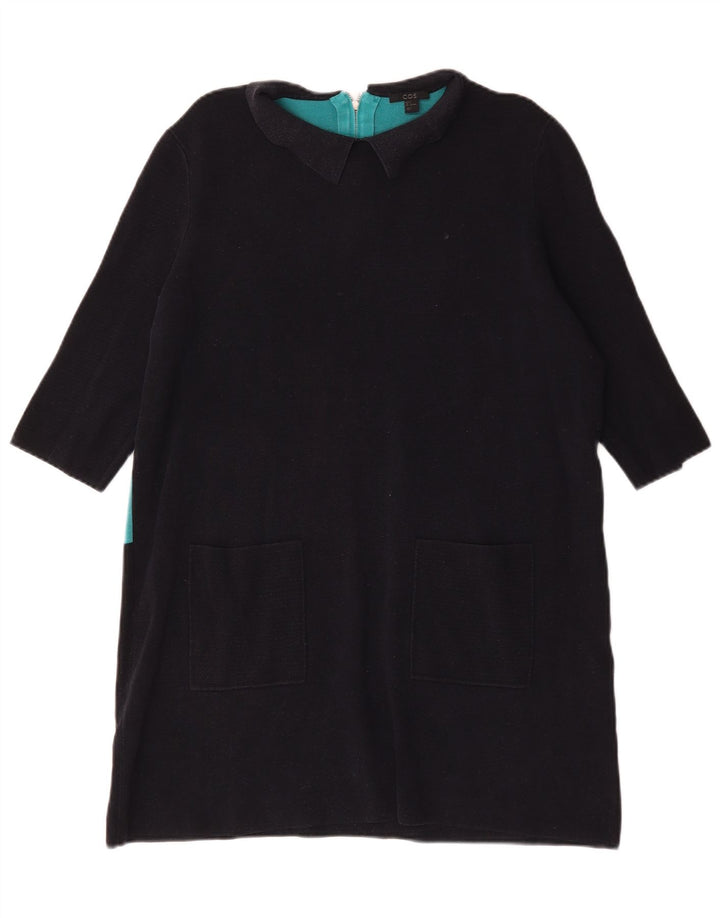 Abito a trapezio da donna Cos UK 16 grande cotone color block nero