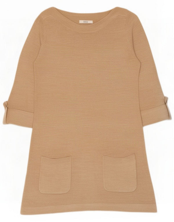 Abito maglione da donna con maniche a 3/4 Marks & Spencer UK 8 piccolo acrilico beige