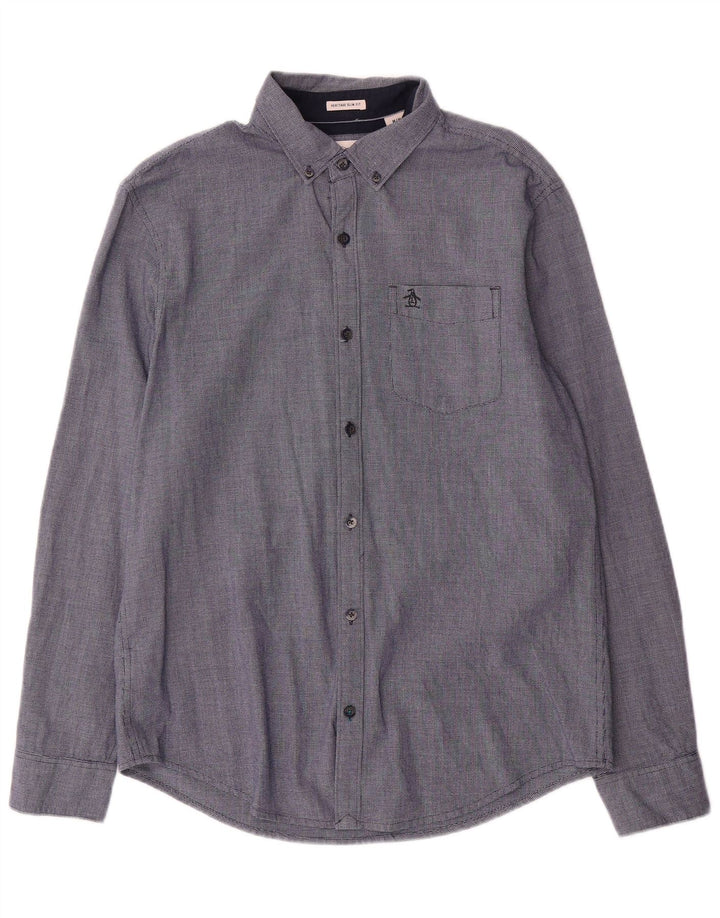 Camicia Penguin da uomo Heritage slim fit in cotone blu medio
