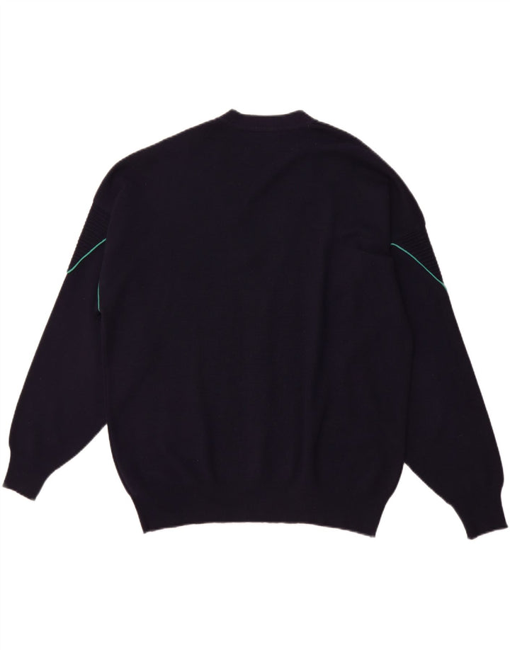 IL GRANCHIO Maglione Cardigan Uomo Grande Lana Blu Navy