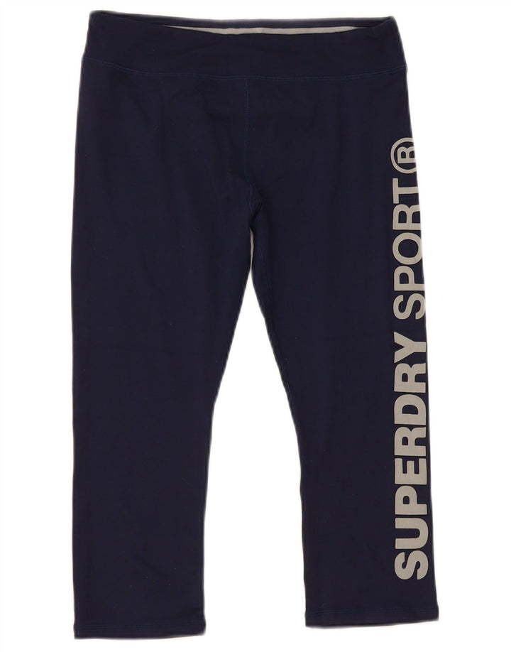 Leggings Capri grafici da donna Superdry UK 6 XS poliestere blu navy