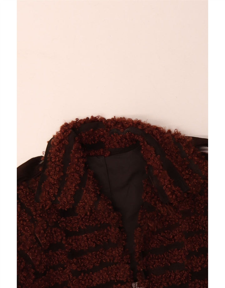 Giubbotto bomber da donna VINTAGE UK 16 grande a righe marroni