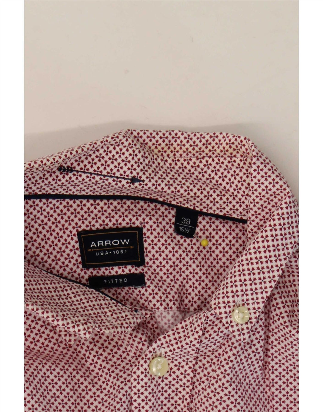 Camicia aderente da uomo Arrow taglia 39 15 1/2 rosso medio geometrico
