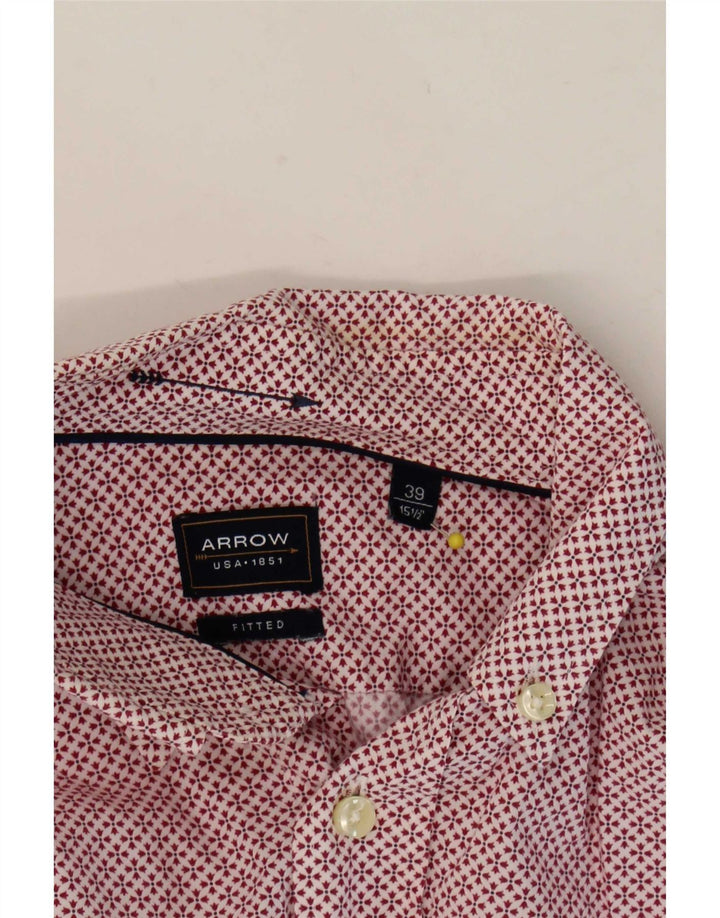 Camicia aderente da uomo Arrow taglia 39 15 1/2 rosso medio geometrico