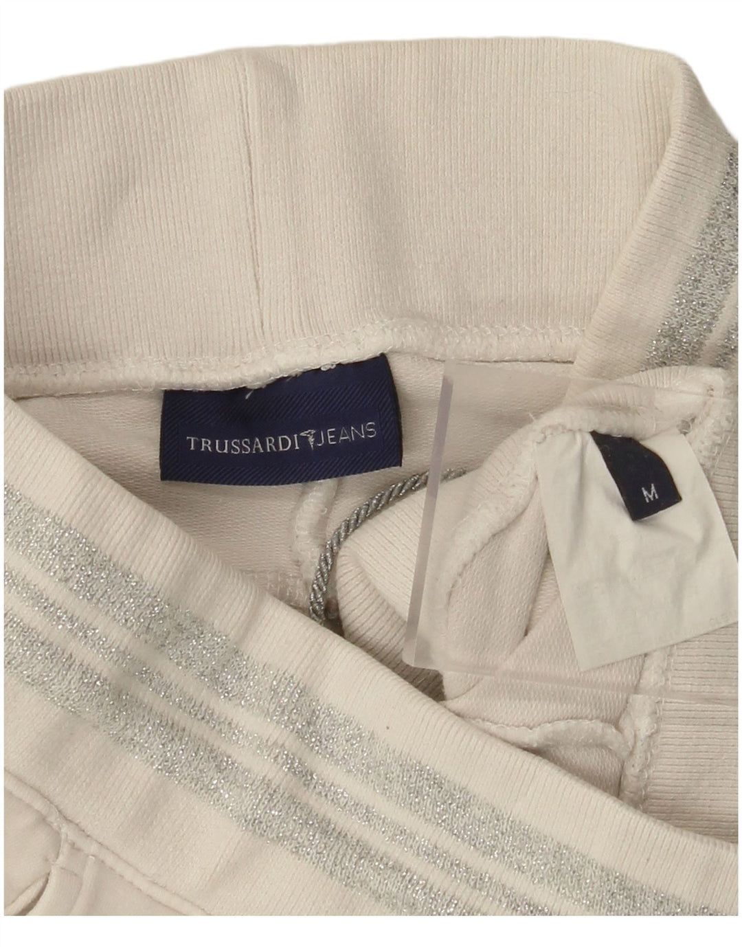 Pantaloni da tuta da donna TRUSSARDI UK 14 cotone bianco sporco medio