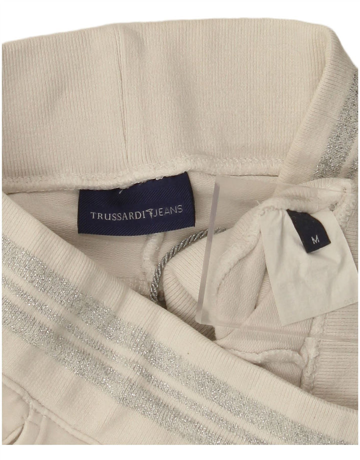 Pantaloni da tuta da donna TRUSSARDI UK 14 cotone bianco sporco medio