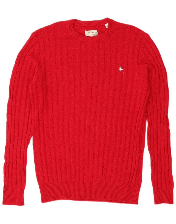 Maglione maglione girocollo da uomo Jack Wills piccolo in lana rossa