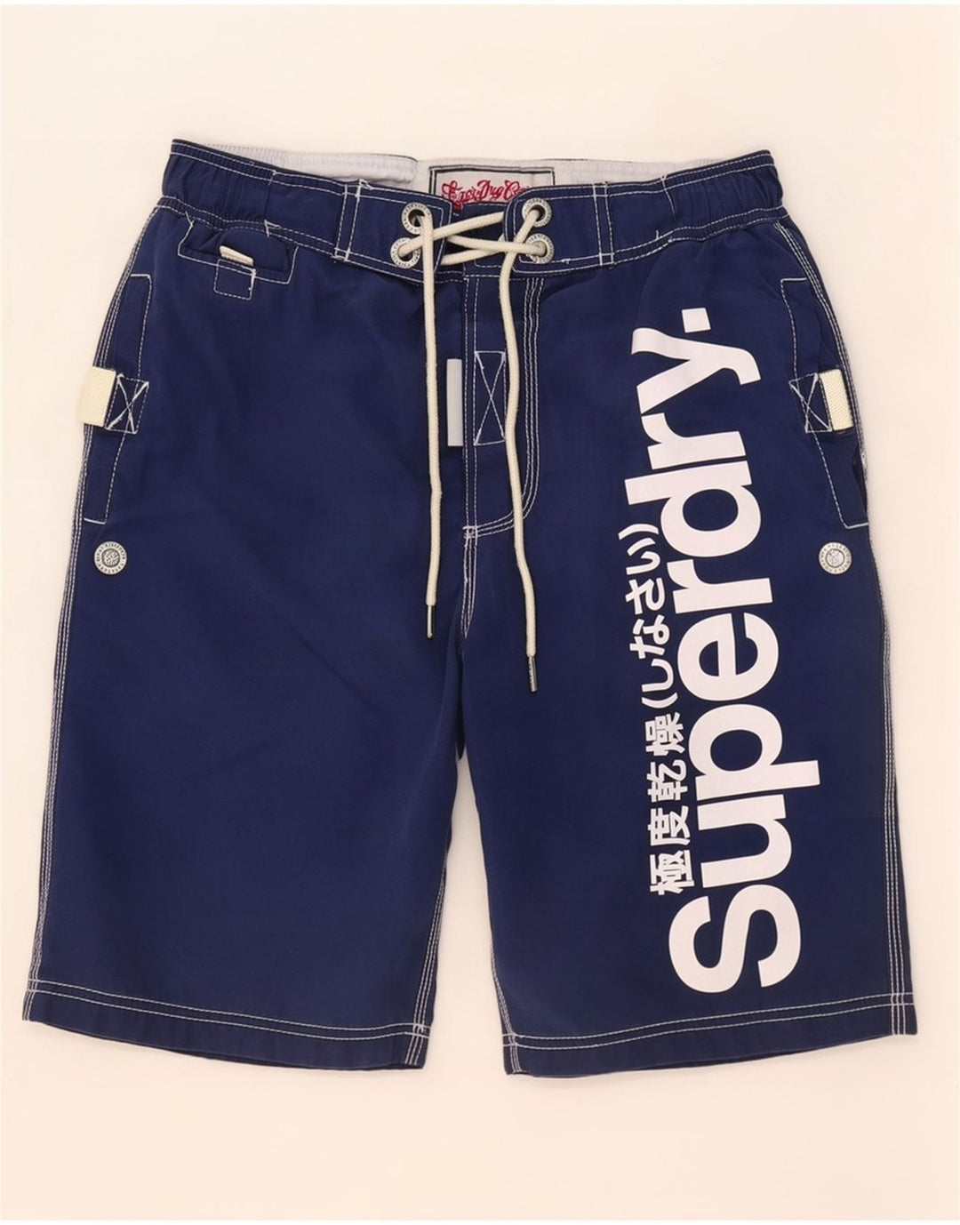 Pantaloncini da bagno grafici da uomo Superdry poliestere medio blu navy