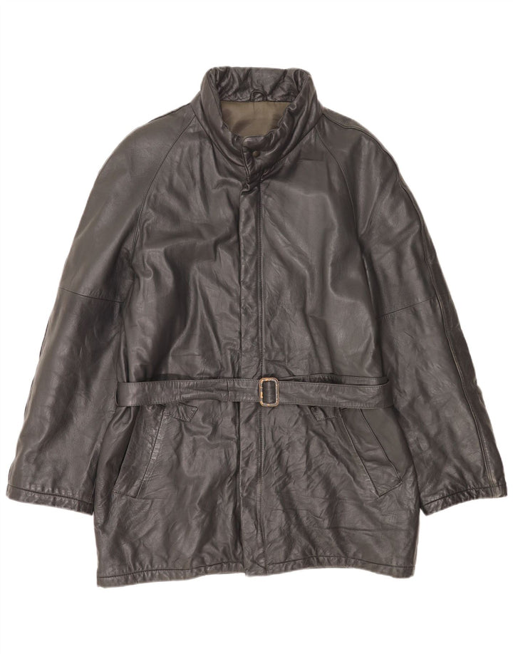 Giacca in pelle da uomo VINTAGE IT 54 2XL Pelle nera