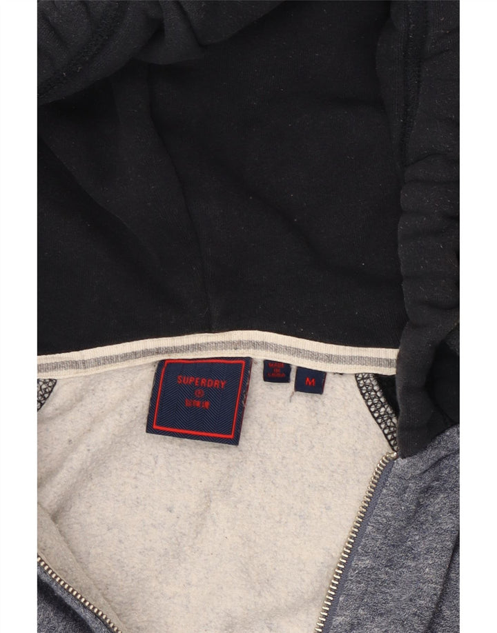 Maglione con cappuccio e zip da uomo Superdry in cotone color block grigio medio