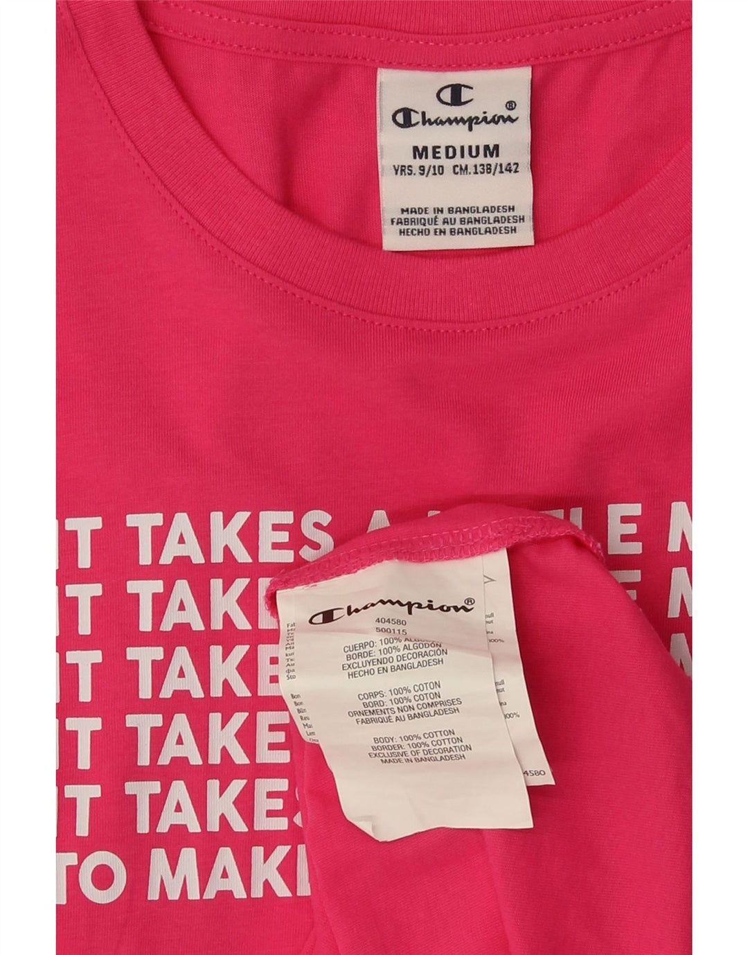 Abito basic grafico per ragazze Champion 9-10 anni in cotone rosa medio