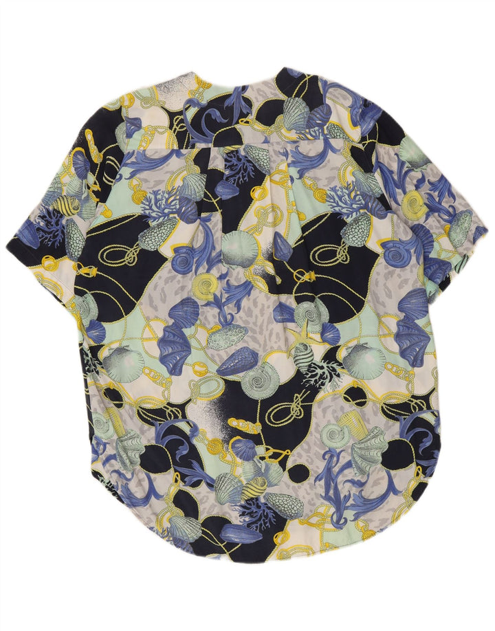 Camicetta camicia vintage da donna con motivo astratto UK 16 grande multicolore